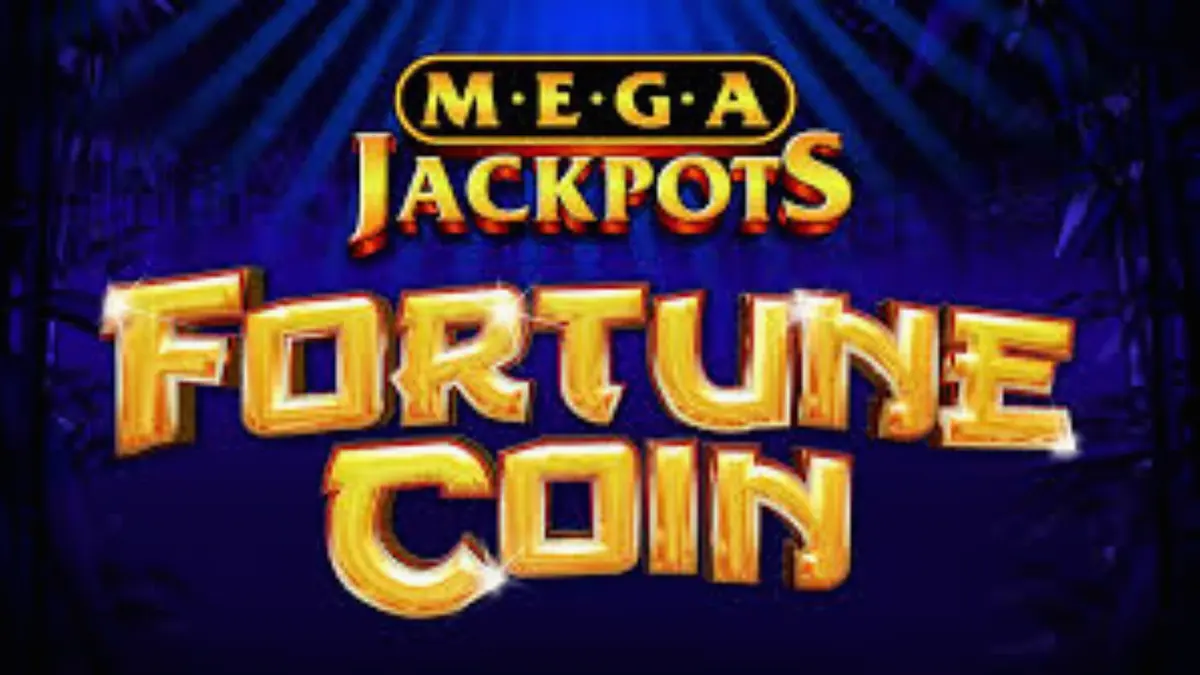 O jogo Fortune Coin Mega Jackpot exibindo símbolos de moedas douradas e dragões em um fundo de palácio imperial.